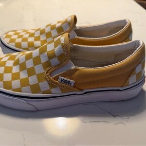 Vans Classic Yellow and White Checkered Slip-Ons